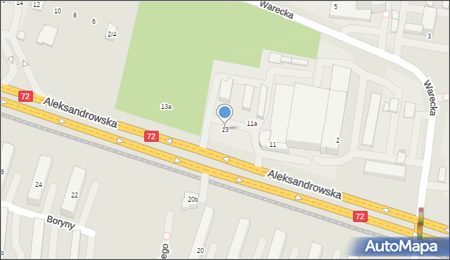 Łódź, Aleksandrowska, 13, mapa Łodzi