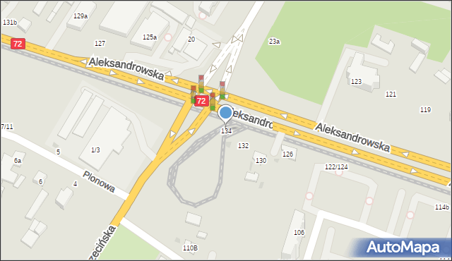 Łódź, Aleksandrowska, 134, mapa Łodzi
