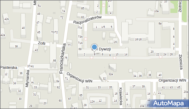 Łódź, Aleja Pierwszej Dywizji, 4, mapa Łodzi