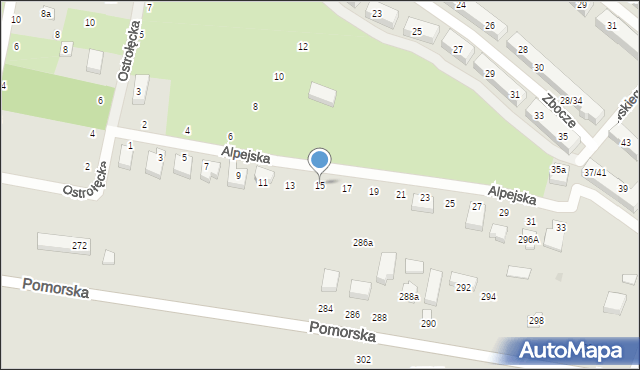 Łódź, Alpejska, 15, mapa Łodzi