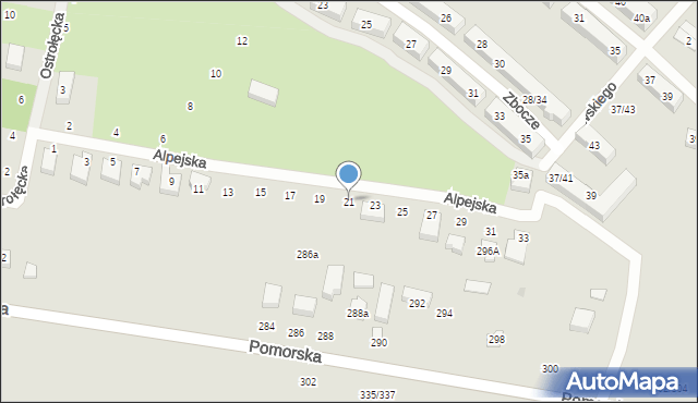 Łódź, Alpejska, 21, mapa Łodzi