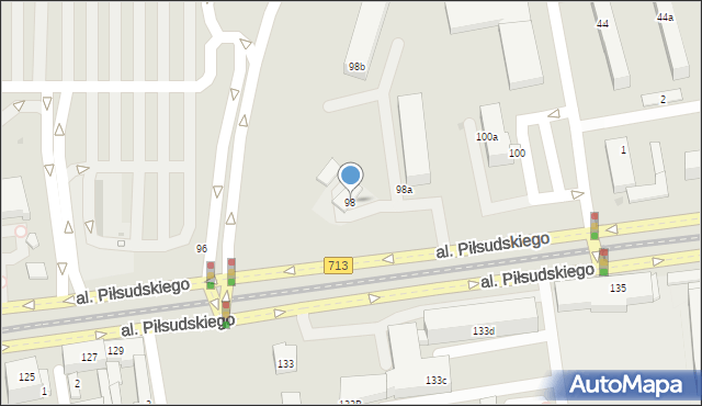 Łódź, Aleja Piłsudskiego Józefa, marsz., 98, mapa Łodzi
