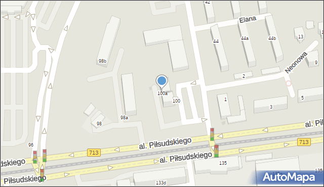 Łódź, Aleja Piłsudskiego Józefa, marsz., 100a, mapa Łodzi