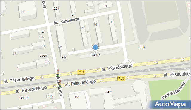 Łódź, Aleja Piłsudskiego Józefa, marsz., 124/126, mapa Łodzi