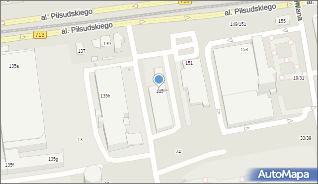 Łódź, Aleja Piłsudskiego Józefa, marsz., 145, mapa Łodzi