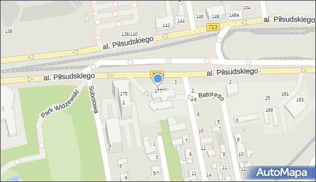 Łódź, Aleja Piłsudskiego Józefa, marsz., 177, mapa Łodzi