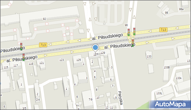 Łódź, Aleja Piłsudskiego Józefa, marsz., 127, mapa Łodzi
