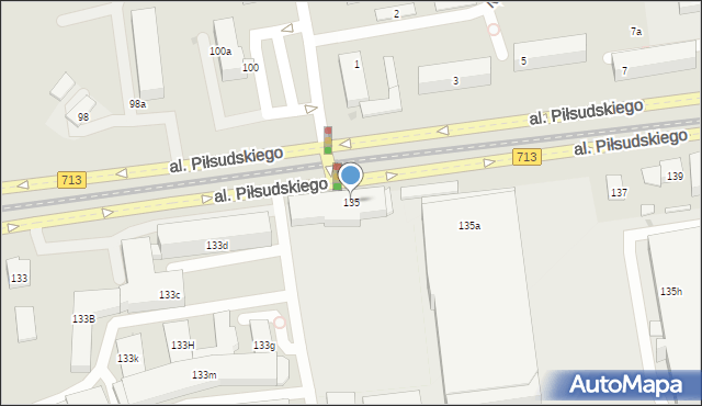 Łódź, Aleja Piłsudskiego Józefa, marsz., 135, mapa Łodzi