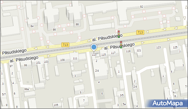 Łódź, Aleja Piłsudskiego Józefa, marsz., 113, mapa Łodzi
