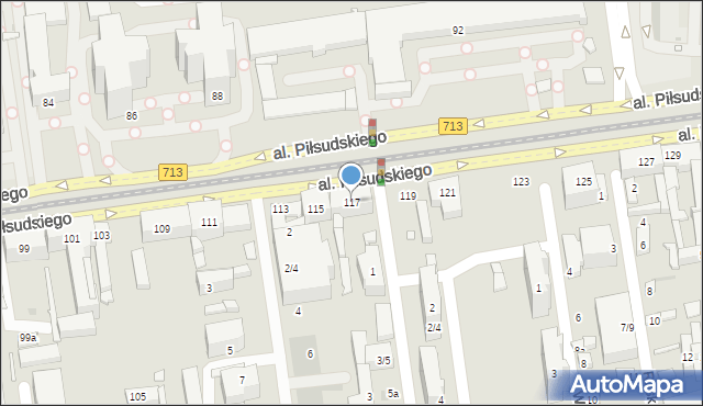 Łódź, Aleja Piłsudskiego Józefa, marsz., 117, mapa Łodzi