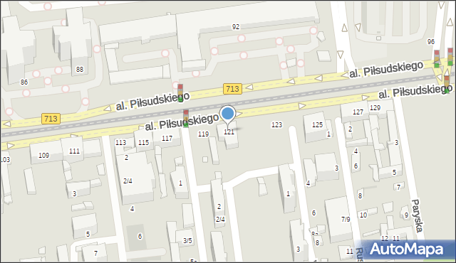 Łódź, Aleja Piłsudskiego Józefa, marsz., 121, mapa Łodzi