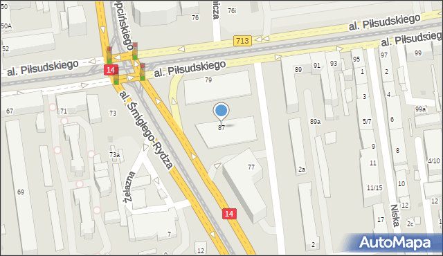 Łódź, Aleja Piłsudskiego Józefa, marsz., 87, mapa Łodzi