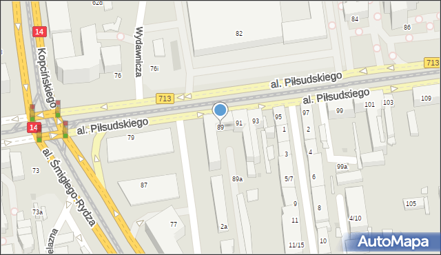 Łódź, Aleja Piłsudskiego Józefa, marsz., 89, mapa Łodzi