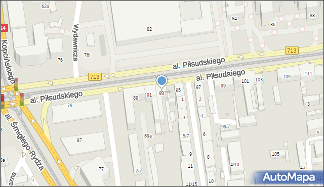 Łódź, Aleja Piłsudskiego Józefa, marsz., 93, mapa Łodzi