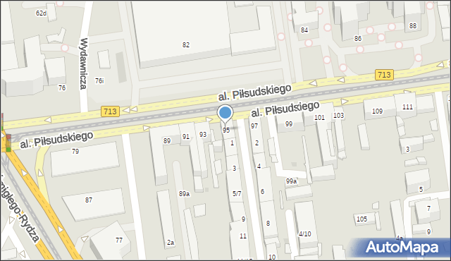 Łódź, Aleja Piłsudskiego Józefa, marsz., 95, mapa Łodzi
