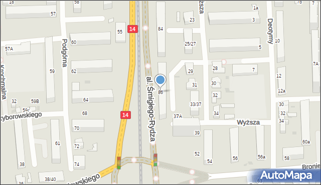 Łódź, Aleja Śmigłego-Rydza Edwarda, marsz., 86, mapa Łodzi