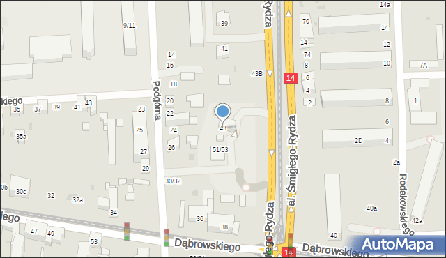 Łódź, Aleja Śmigłego-Rydza Edwarda, marsz., 43, mapa Łodzi