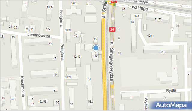 Łódź, Aleja Śmigłego-Rydza Edwarda, marsz., 49, mapa Łodzi