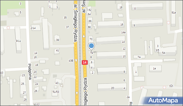 Łódź, Aleja Śmigłego-Rydza Edwarda, marsz., 74, mapa Łodzi