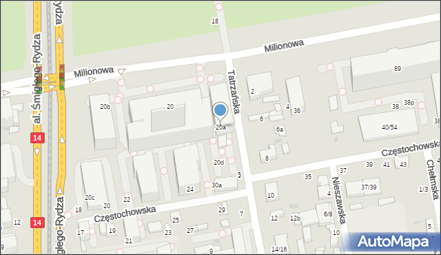 Łódź, Aleja Śmigłego-Rydza Edwarda, marsz., 20a, mapa Łodzi