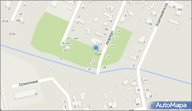 Łódź, Alojzego, 15a, mapa Łodzi