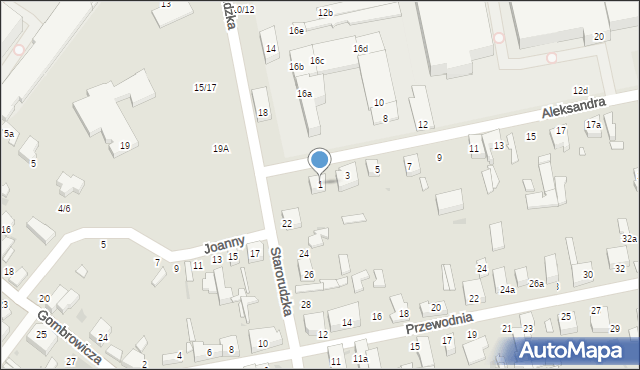 Łódź, Aleksandra, 1, mapa Łodzi