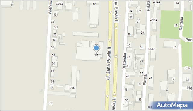 Łódź, Aleja Jana Pawła II, 65, mapa Łodzi