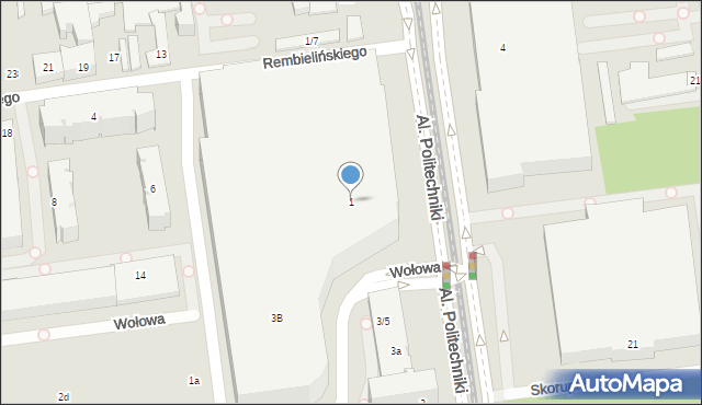 Łódź, Aleje Politechniki, 1, mapa Łodzi
