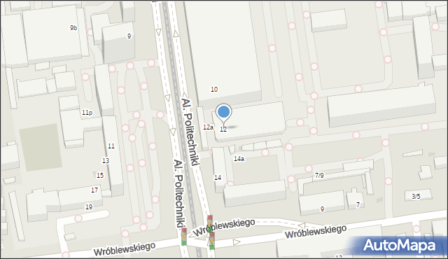 Łódź, Aleje Politechniki, 12, mapa Łodzi