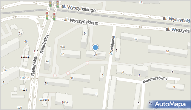 Łódź, Aleja Wyszyńskiego Stefana, ks. kard., 22, mapa Łodzi