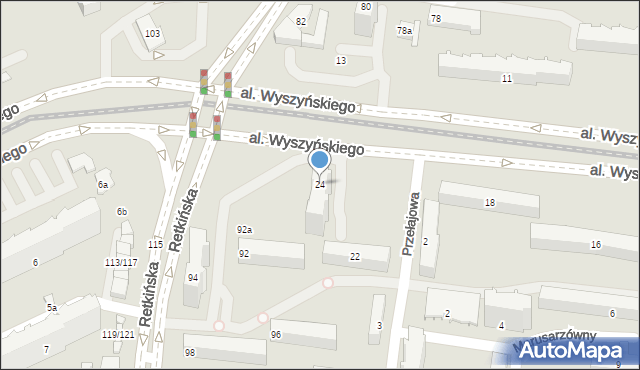 Łódź, Aleja Wyszyńskiego Stefana, ks. kard., 24, mapa Łodzi