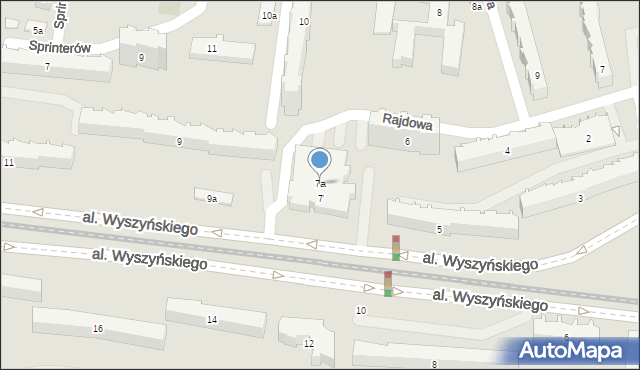 Łódź, Aleja Wyszyńskiego Stefana, ks. kard., 7a, mapa Łodzi