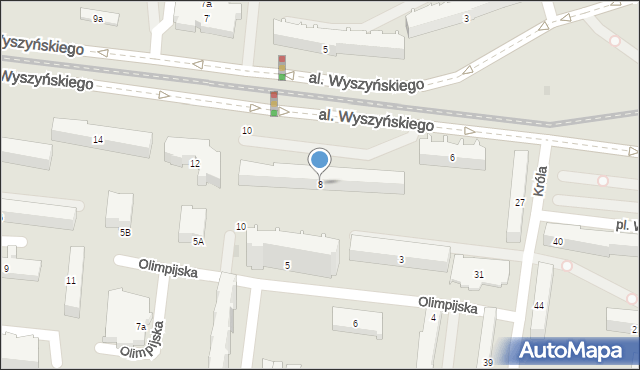 Łódź, Aleja Wyszyńskiego Stefana, ks. kard., 8, mapa Łodzi