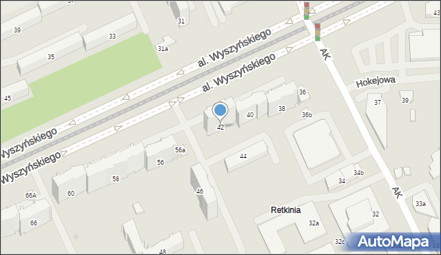 Łódź, Aleja Wyszyńskiego Stefana, ks. kard., 42, mapa Łodzi