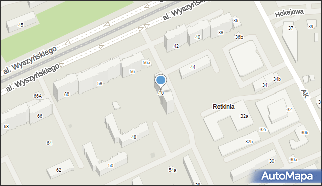 Łódź, Aleja Wyszyńskiego Stefana, ks. kard., 46, mapa Łodzi