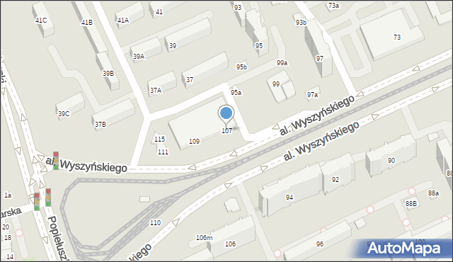 Łódź, Aleja Wyszyńskiego Stefana, ks. kard., 107, mapa Łodzi