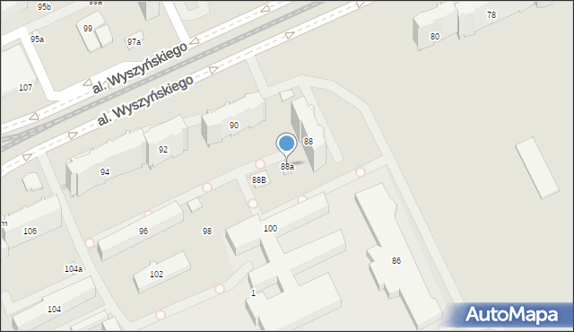 Łódź, Aleja Wyszyńskiego Stefana, ks. kard., 88a, mapa Łodzi