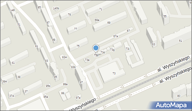 Łódź, Aleja Wyszyńskiego Stefana, ks. kard., 73b, mapa Łodzi