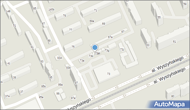 Łódź, Aleja Wyszyńskiego Stefana, ks. kard., 73c, mapa Łodzi