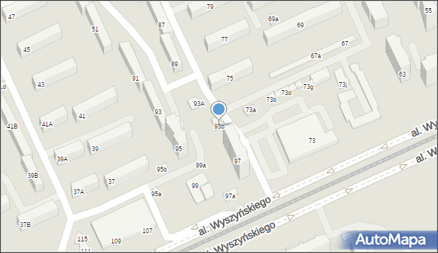 Łódź, Aleja Wyszyńskiego Stefana, ks. kard., 93b, mapa Łodzi