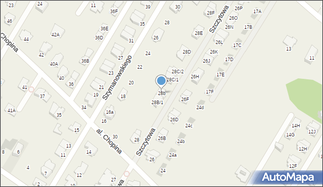 Łomianki Dolne, Aleja Chopina Fryderyka, 28b, mapa Łomianki Dolne