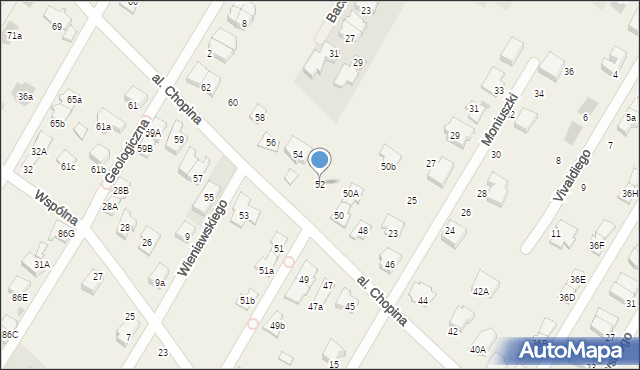 Łomianki Dolne, Aleja Chopina Fryderyka, 52, mapa Łomianki Dolne