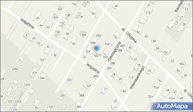 Łomianki Dolne, Aleja Chopina Fryderyka, 61c, mapa Łomianki Dolne