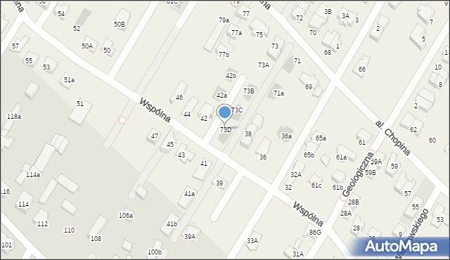 Łomianki Dolne, Aleja Chopina Fryderyka, 73D, mapa Łomianki Dolne