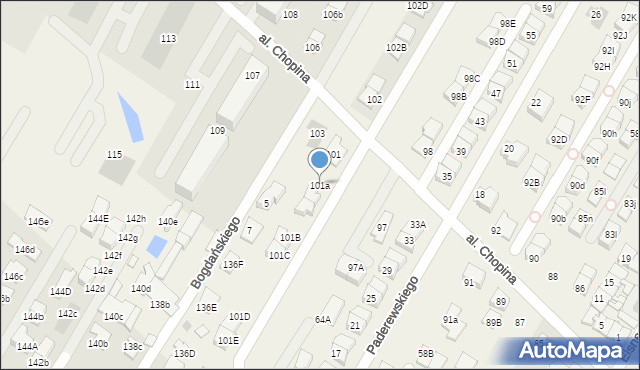 Łomianki Dolne, Aleja Chopina Fryderyka, 101a, mapa Łomianki Dolne