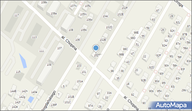 Łomianki Dolne, Aleja Chopina Fryderyka, 102, mapa Łomianki Dolne