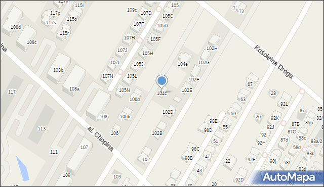 Łomianki Dolne, Aleja Chopina Fryderyka, 104c, mapa Łomianki Dolne