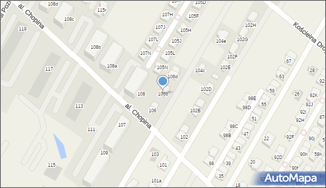 Łomianki Dolne, Aleja Chopina Fryderyka, 106b, mapa Łomianki Dolne