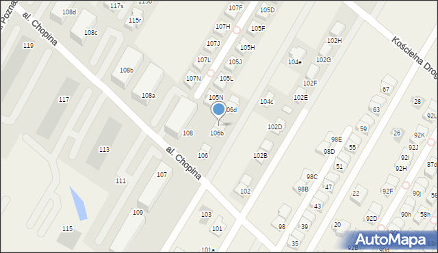 Łomianki Dolne, Aleja Chopina Fryderyka, 106c, mapa Łomianki Dolne