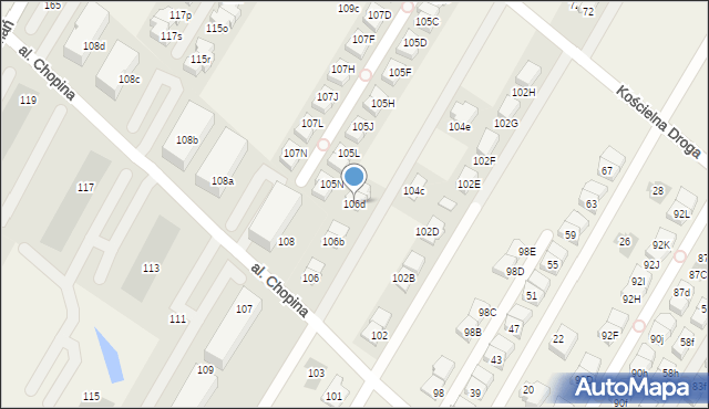 Łomianki Dolne, Aleja Chopina Fryderyka, 106d, mapa Łomianki Dolne